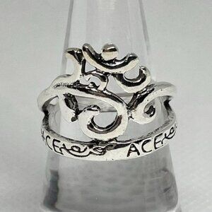 Om Sign Filigree Script Ring for Men or Women sz 8 Silver Finish New Yoga Band